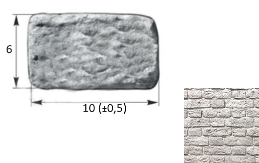 Декоративный камень 60x100 Старый Кирпич тычковый элемент 09-06