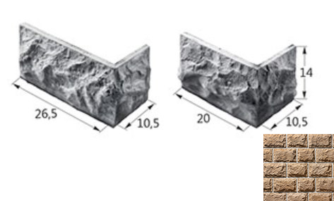 Декоративный камень Колотый Камень Большой угловой элемент 02-14