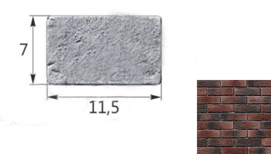 Декоративный камень 70x115 Тонкий Кирпич Мега тычковый элемент 07-19