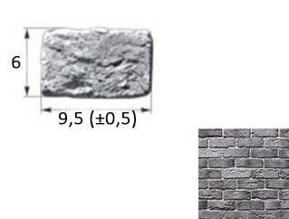 Декоративный камень 60x95 Шамотный Кирпич тычковый элемент 12-15