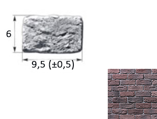 Декоративный камень 60x95 Шамотный Кирпич тычковый элемент 12-28